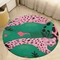thumbnail image 1 of Leopard Print Pattern Soft Bedroom Round Area Rug, Washable Cute Nursery Circle Throw Mat, Non-Slip Contemporary Small Low Pile Floor Carpet for Dorm Bedside, 1 of 6