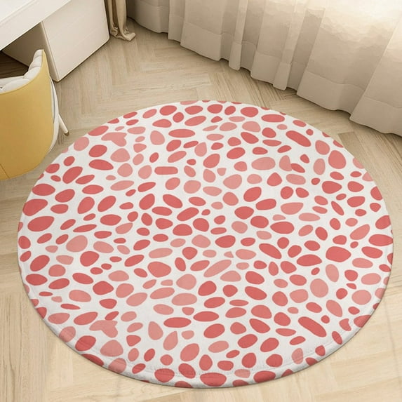 Leopard Print Pattern Soft Bedroom Round Area Rug, Washable Cute Nursery Circle Throw Mat, Non-Slip Contemporary Small Low Pile Floor Carpet for Dorm Bedside
