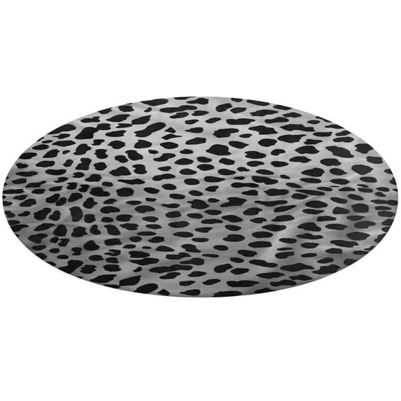 Leopard Print Pattern Soft Bedroom Round Area Rug, Washable Cute Nursery Circle Throw Mat, Non-Slip Contemporary Small Low Pile Floor Carpet for Dorm Bedside