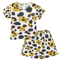 thumbnail image 1 of Leopard Print Pattern Summer Pajama Set Soft Cotton Short Sleeve Sleepwear 2PCS Pajama Sets Breathable Lounge Set Size 12Y, 1 of 7