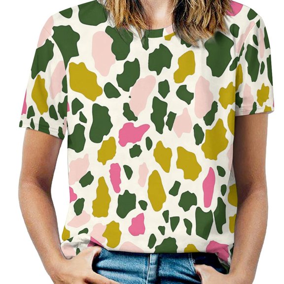Leopard Print Pattern T Shirts Basic T-Shirt Short Sleeve Ladies Tee Shirt Summer Graphic Clothing
