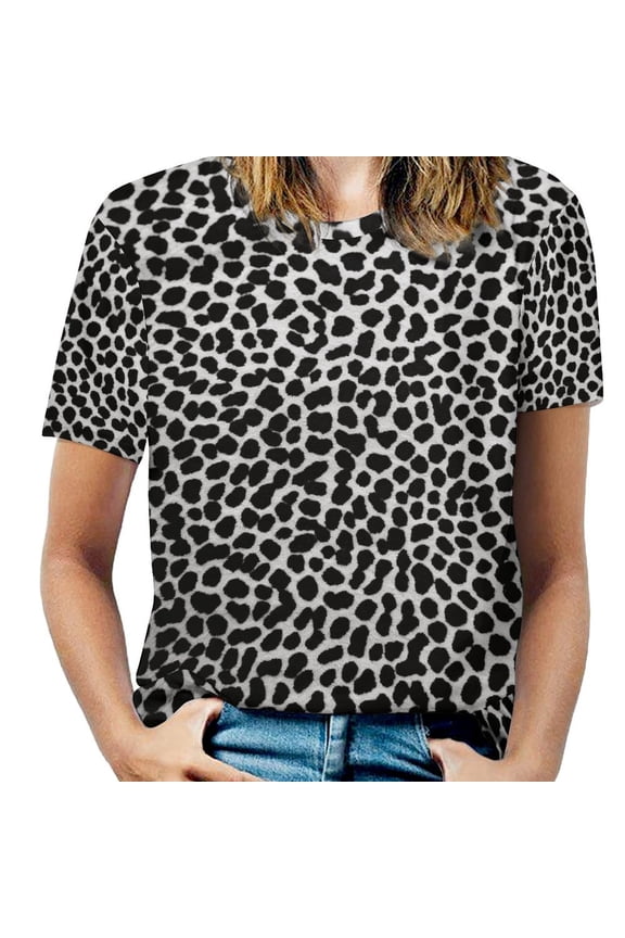Leopard Print Pattern T Shirts Basic T-Shirt Short Sleeve Ladies Tee Shirt Summer Graphic Clothing