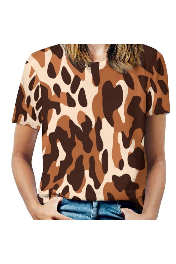 Leopard Print Pattern T Shirts Basic T-Shirt Short Sleeve Ladies Tee Shirt Summer Graphic Clothing