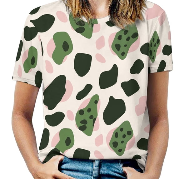 Leopard Print Pattern T Shirts Basic T-Shirt Short Sleeve Ladies Tee Shirt Summer Graphic Clothing