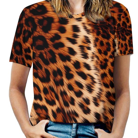 Leopard Print Pattern T Shirts Basic T-Shirt Short Sleeve Ladies Tee Shirt Summer Graphic Clothing