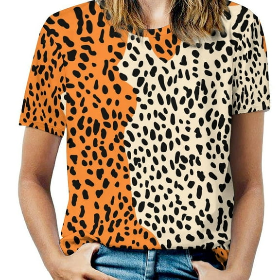 Leopard Print Pattern T Shirts Basic T-Shirt Short Sleeve Ladies Tee Shirt Summer Graphic Clothing