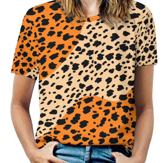 Leopard Print Pattern T Shirts Basic T-Shirt Short Sleeve Ladies Tee Shirt Summer Graphic Clothing