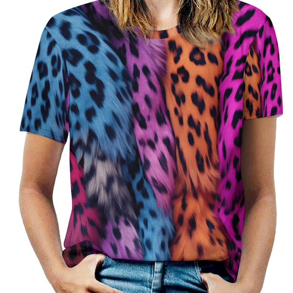Leopard Print Pattern T Shirts Basic T-Shirt Short Sleeve Ladies Tee Shirt Summer Graphic Clothing
