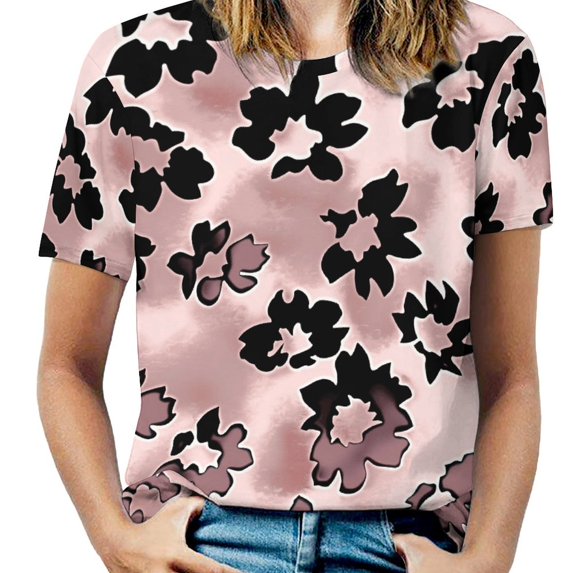 Leopard Print Pattern Women's Short Sleeve T-Shirt Crew Neck Casual Summer Trendy Loose Fit Tops