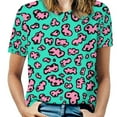 thumbnail image 1 of Leopard Print Pattern Women's Short Sleeve T-Shirt Crew Neck Casual Summer Trendy Loose Fit Tops, 1 of 6