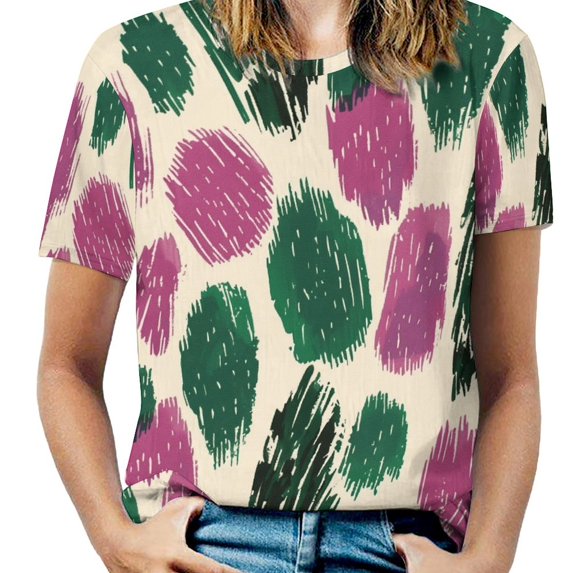 Leopard Print Pattern Women's Short Sleeve Tops Casual Blouses T Shirt