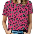 thumbnail image 1 of Leopard Print Pattern Women's Short Sleeve Tops Casual Blouses T Shirt, 1 of 6