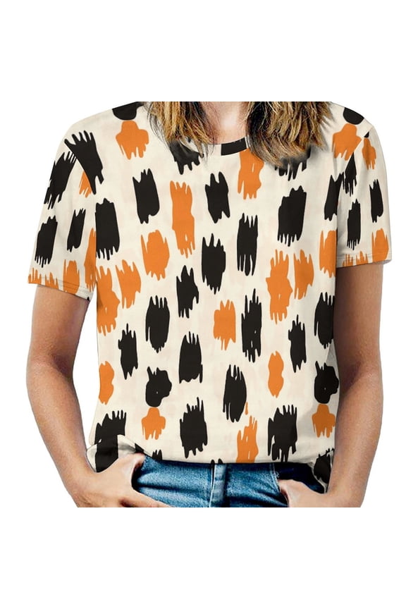 Leopard Print Pattern Women's Short Sleeve Tops Casual Blouses T Shirt