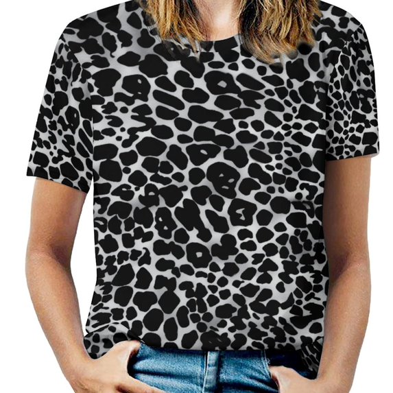 Leopard Print Pattern Women's Short Sleeve Tops Casual Blouses T Shirt
