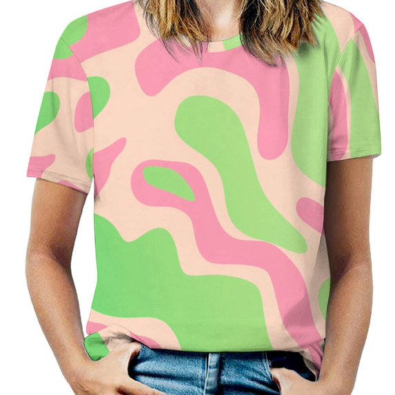 Leopard Print Pattern Women's T-Shirt Short Sleeve T Shirts Tops Tee Ladies Loose T