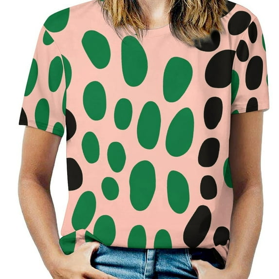Leopard Print Pattern Women's T-Shirt Short Sleeve T Shirts Tops Tee Ladies Loose T