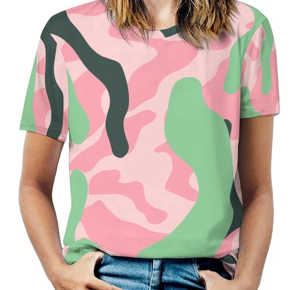 Leopard Print Pattern Women's T-Shirt Short Sleeve T Shirts Tops Tee Ladies Loose T