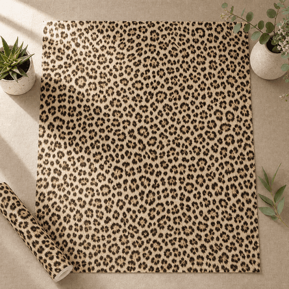 Leopard Print Peel And Stick Wallpaper Waterproof Removable Sadhesive Textured Wall Paper Yellow Funky Contact For Bedroom Bathroom 1200"x17.3"(144.3 Sq. Ft)