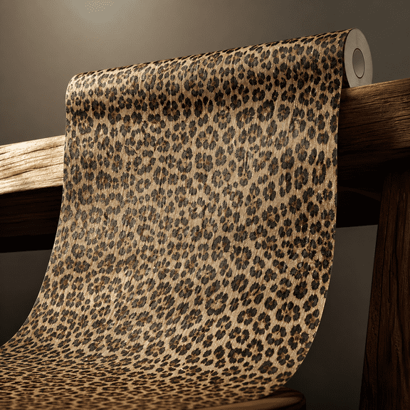 Leopard Print Peel And Stick Wallpaper Waterproof Removable Sadhesive Textured Wall Paper Yellow Funky Contact For Bedroom Bathroom 480"x17.3"(57.6 Sq. Ft)