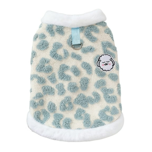 Leopard Print Pet Harness Vest, Small Dogs Cats Puppies (Teddy Bear Bichon Frise Pomeranian Poodle), Autumn Winter Warm Traction Clothing