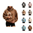 thumbnail image 1 of Leopard Print Pet Pouch Hoodie for Women Long Sleeve Oversized Hooded Sweatshirt for Small Pets Dog Cat Carrier Hoodie, 1 of 7