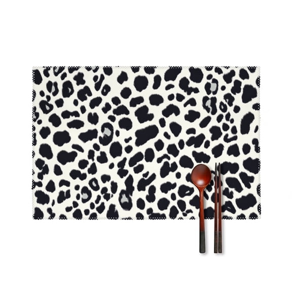 Leopard Print Placemats Set of 4, Washable Animal Print Placemats for Dining Table, Heat-Resistant Table Mats for Party Kitchen Decor, 18 x 12 inch