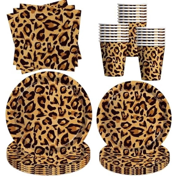 Leopard Print Plates And Napkins Party Supplies - Cheetah Print Birthday Decorations Tableware, Plate, Cup, Napkin, Safari Animal Leopard Theme Birthday Baby Shower Party Supplies | Serve 24
