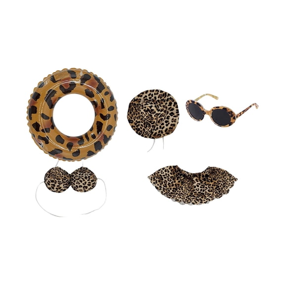 Leopard Print Porch Goose Outfit, Lightweight Polyester Seasonal Dress Up Apparel, Versatile for Domestic and Garden Use, Fits Standard Statue or Live Bird Setups