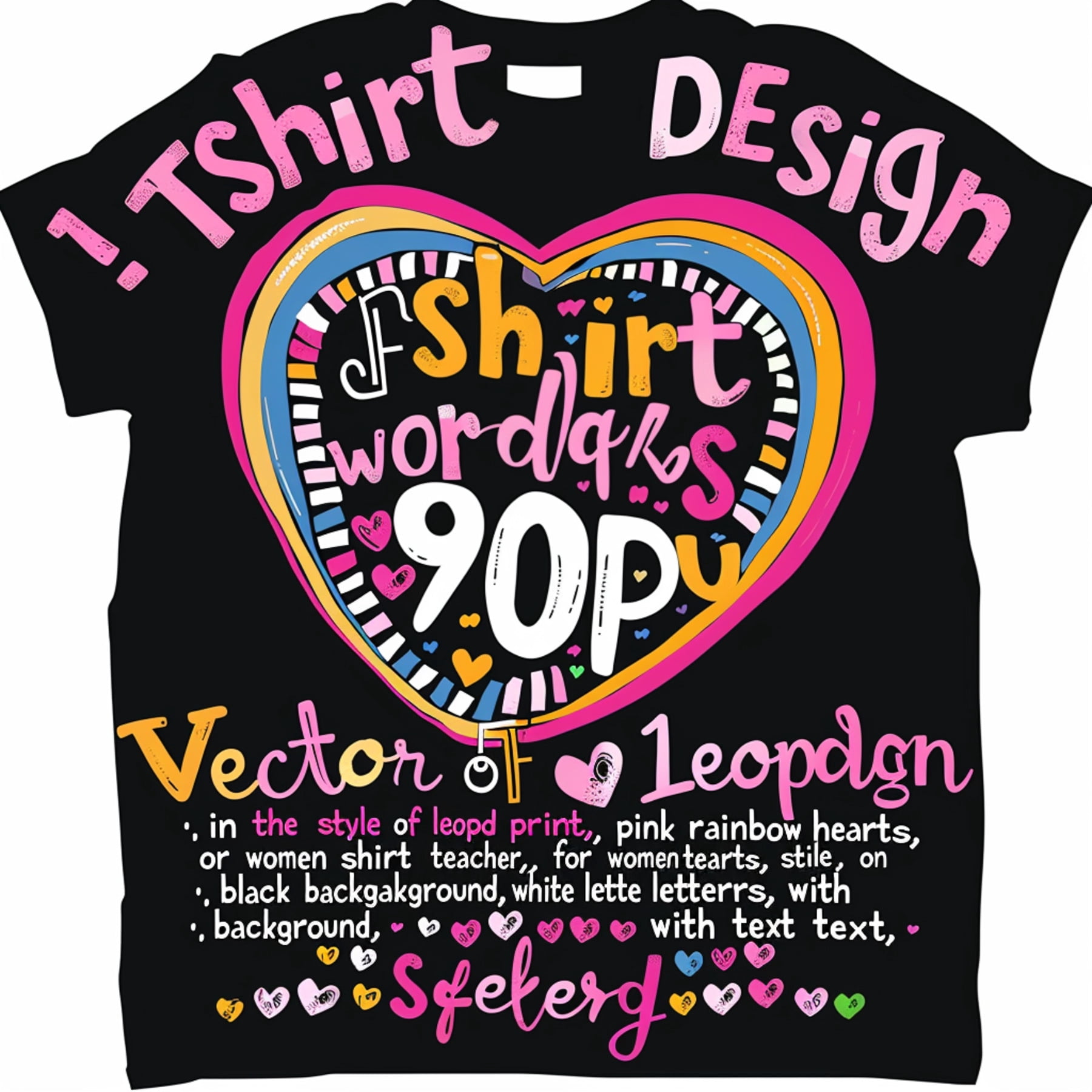 Leopard Print Rainbow Hearts Teacher TShirt: Celebrate 90 Days of