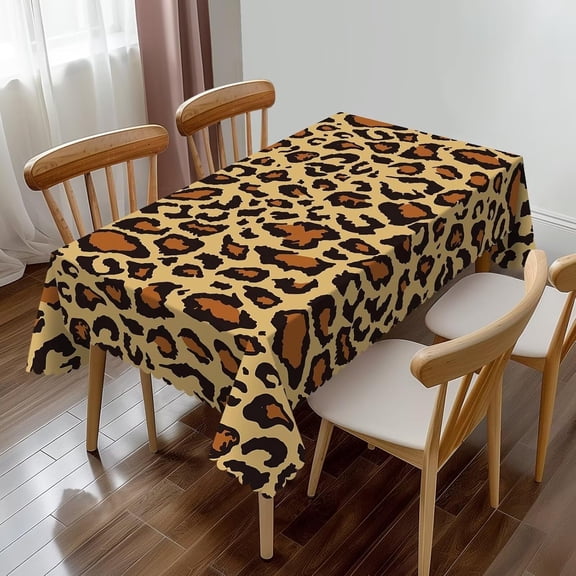 Leopard Print Rectangle Tablecloth Safari Animal Leopard Fur Cheetah Skin Table Cloth Dining Table Cover for Home Kitchen Restaurant Party Buffet Picnic 60 x 84 Inch