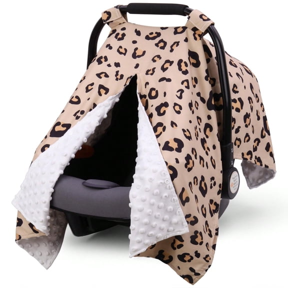 Leopard Print Reversible Minky Dot Lined Carrier Canopy, Windproof Sun Block Adjustable Stroller Outdoor Travel Accessory