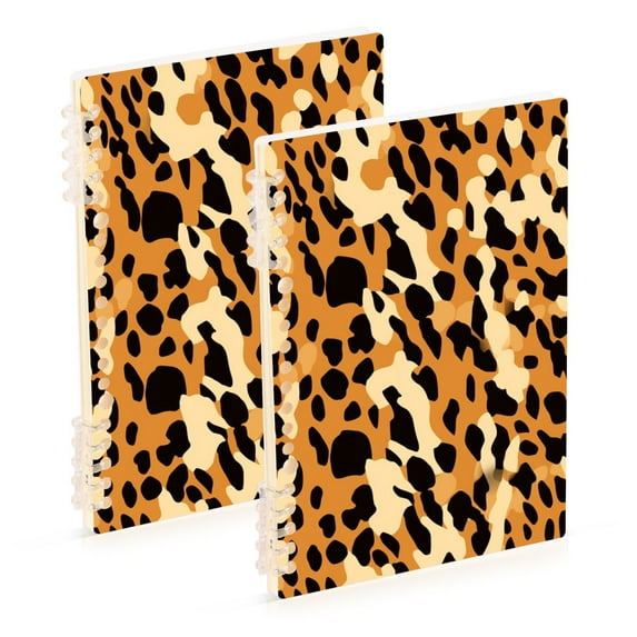 Leopard Print Ring Binder Notebook Journey Note Diary College Ruled Spiral Notebook Study Loose Leaf Paper A5 60 Pages