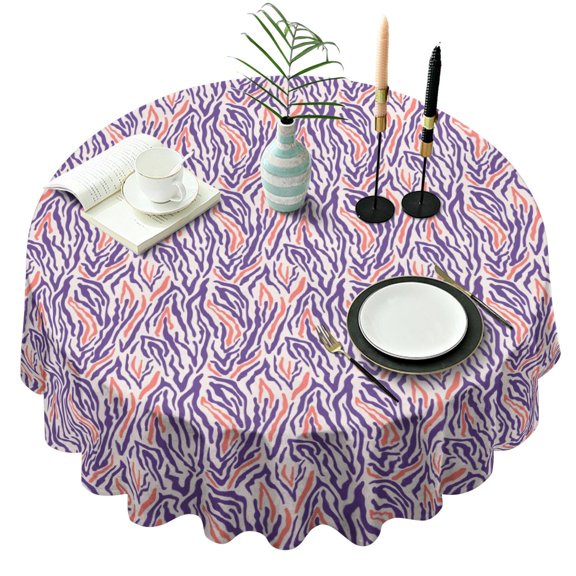 Leopard Print Round Tablecloth 60x60in(153x153cm) – Waterproof Polyester Table Cover with Full Print Design, Wrinkle Resistant & Washable for Kitchen Dining Party Decor