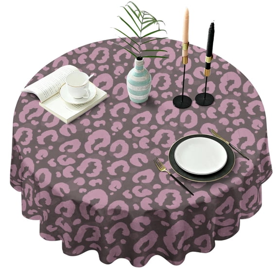 Leopard Print Round Tablecloth 60x60in(153x153cm) – Waterproof Polyester Table Cover with Full Print Design, Wrinkle Resistant & Washable for Kitchen Dining Party Decor