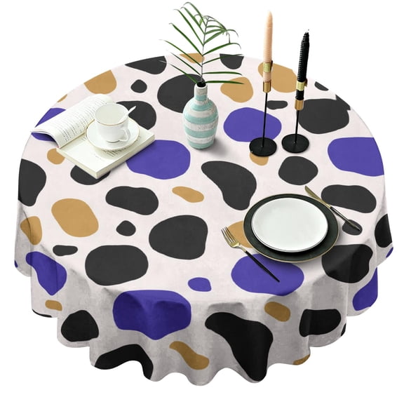 Leopard Print Round Tablecloth 60x60in(153x153cm) – Waterproof Polyester Table Cover with Full Print Design, Wrinkle Resistant & Washable for Kitchen Dining Party Decor