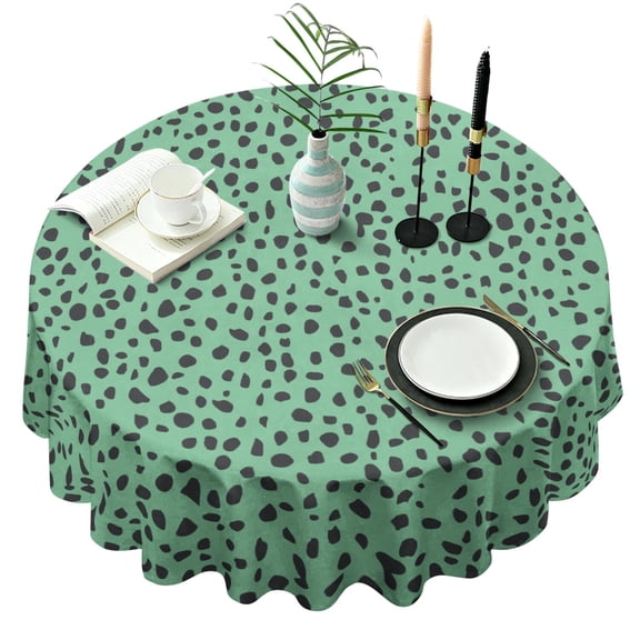 Leopard Print Round Tablecloth 60x60in(153x153cm) – Waterproof Polyester Table Cover with Full Print Design, Wrinkle Resistant & Washable for Kitchen Dining Party Decor
