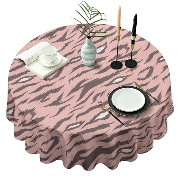 Leopard Print Round Tablecloth 70x70in(178x178cm) – Waterproof Polyester Table Cover with Full Print Design, Wrinkle Resistant & Washable for Kitchen Dining Party Decor
