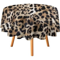 Leopard Print Round Tablecloth,Cheetah Skin Tiger Leather Spotted Fur Animal Wild Nature Beige Brown Texture Table Cover for Dining Room Kitchen Decoration 60x60in