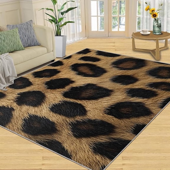 Leopard Print Rug, Modern Fashion Area Rugs for Living Room Bedroom, Animal Theme Area Carpet, Boys Washable Carpet, Leopard Print Home Decor & Gifts-1x2ft