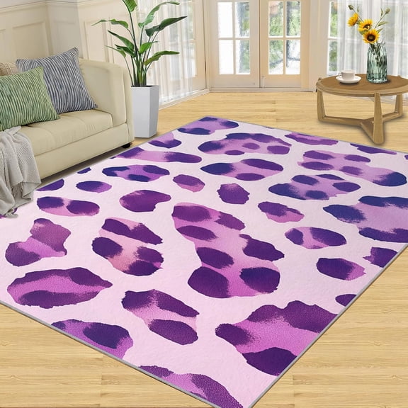 Leopard Print Rug Runner ,Purple Leopard Print Carpet, Cheetah Area Rug Home Decor, Animal Skin Rome Decor Gifts, Washable Non Slip Carpet-3' x 4'