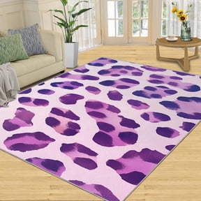Leopard Print Rug Runner ,Purple Leopard Print Carpet, Cheetah Area Rug Home Decor, Animal Skin Rome Decor Gifts, Washable Non Slip Carpet-5' x 8'