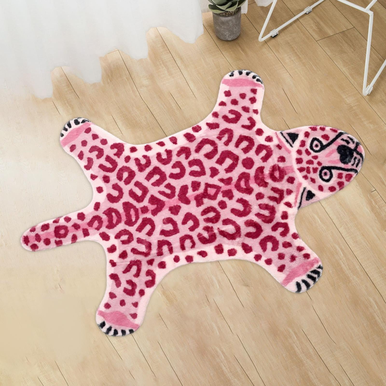 Leopard Print Small Area Rug, Soft Slip Animal Printed Mat for Living ...