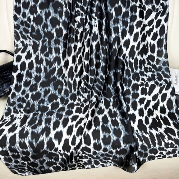Leopard Print Satin Scarf, Fashion Wrap for Women, Versatile Beach & Travel Shawl,180*90cm,16