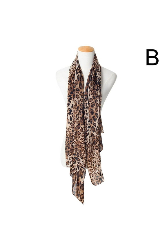 Leopard Print Scarf Women Vintage Chiffon Stole Soft Harajuku 2023 Scarf W0B7