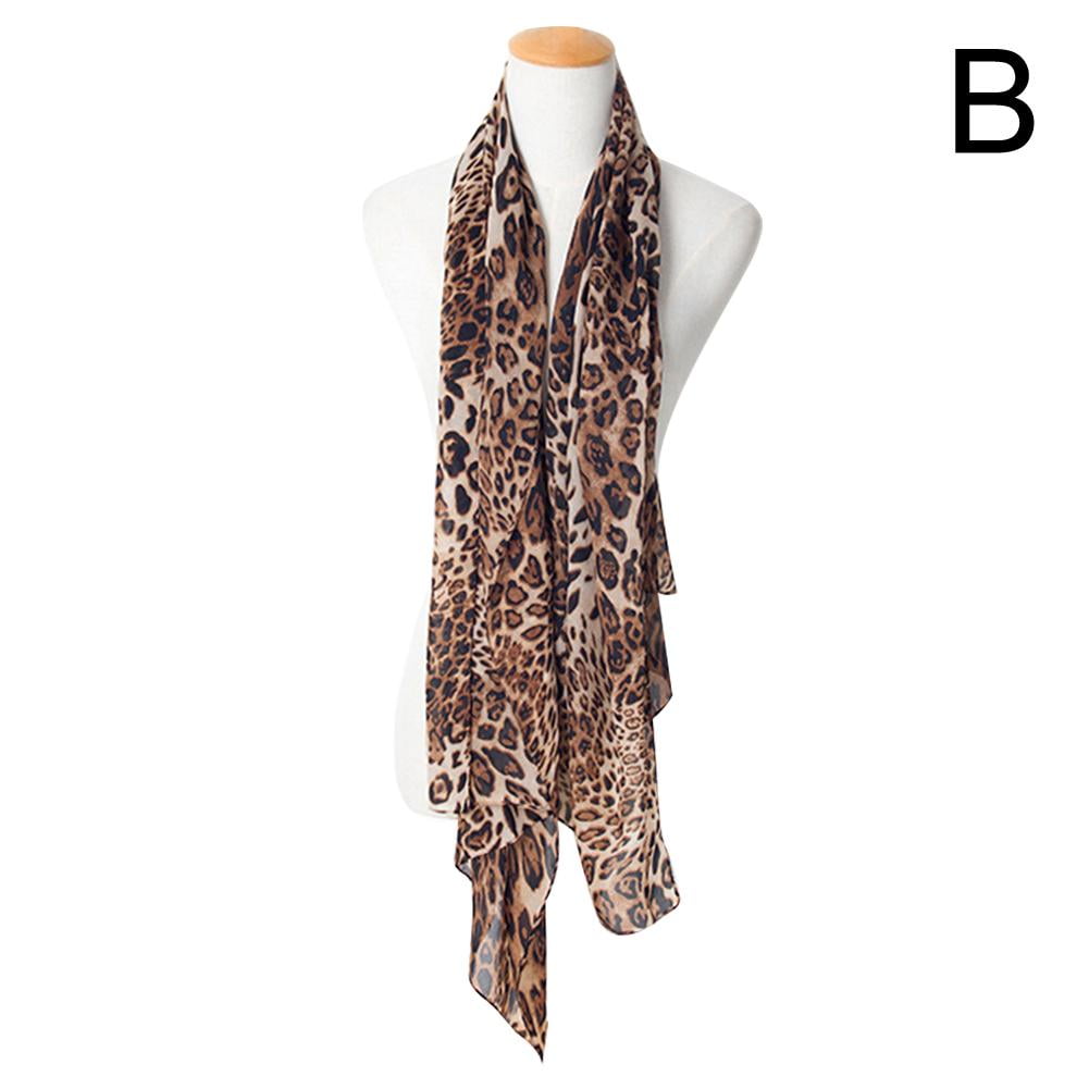 Leopard Print Scarf Women Vintage Chiffon Stole Soft Scarf 2023 Harajuku Z4T5