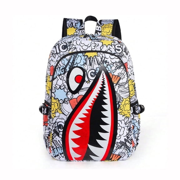 Shark Mouth Teeth l Backpack For Teen Girls Boys, Colorful Travel Hiking Shoulder Daypack Bag Casual Rucksack Backpacks