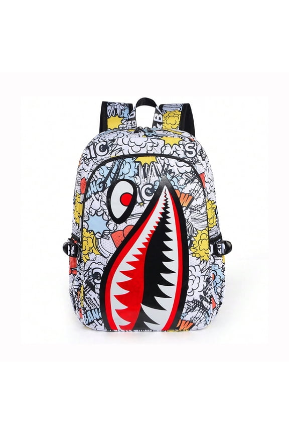 Shark Mouth Teeth l Backpack For Teen Girls Boys, Colorful Travel Hiking Shoulder Daypack Bag Casual Rucksack Backpacks