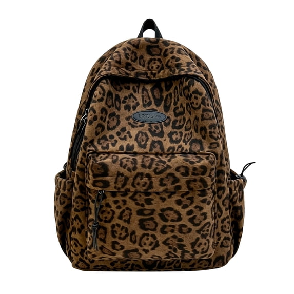 Leopard Print School Backpack for Middle School Students,Fashion Large Capacity Bookbag and Casual Daypack for Campus,Classes,Commuting and Everyday Travel,Coffee