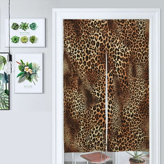 Leopard Print Seamless Brown Pattern Door Curtain Nordic Living Room DoorCurtain Porch Partition Curtain Kitchen Rative Half Curtain