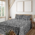 thumbnail image 1 of Ambesonne Leopard Print Fitted & Flat Sheet with Shams 4 Pcs Set, Grey Wild Cat Spots, Queen, Black and Grey, 1 of 5